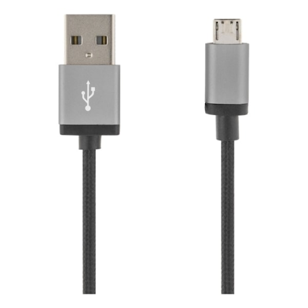 DELTACO USB-kaapeli, kangaspääll., Type A ur - Type Micro B, 2m, musta