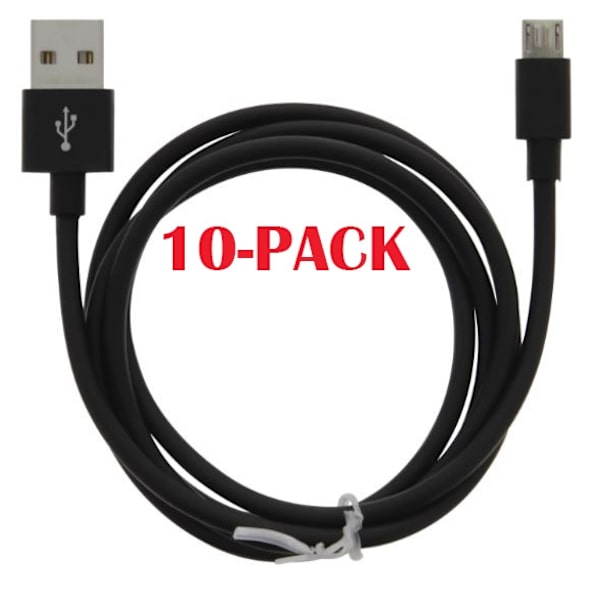 10-PACK kaapeli USB-A - MicroUSB 2.4A, 1m, musta