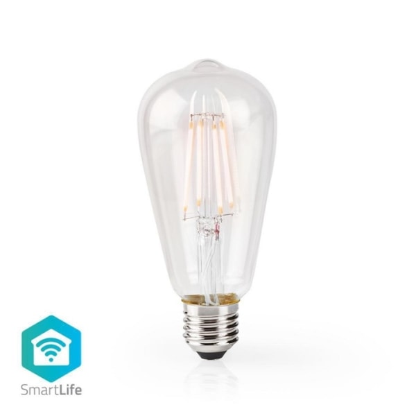 Nedis SmartLife LED Filamenttilamppu | Wi-Fi | E27 | 500 lm | 5 W | Lämmin Valkoinen | 2700 K | Lasi | Android™ / IOS | ST64 | 1 kpl