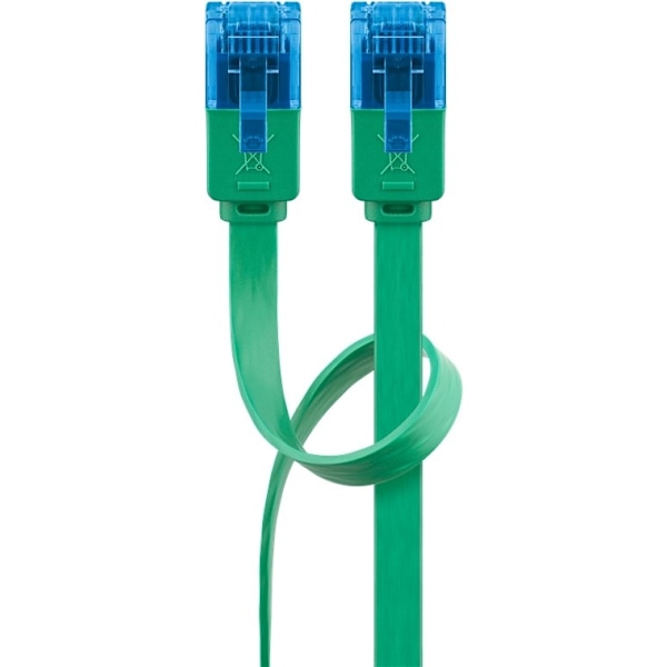 Goobay CAT 6A platt patchkabel, U/UTP, grön kopparledare (CU), 5 m