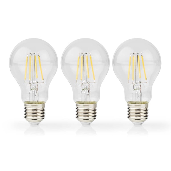 Nedis LED Glödlampa E27 | A60 | 7 W | 806 lm | 2700 K | Dimbar | Varm Vit | Retrostil | 3 st