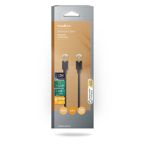 Nedis CAT6 Verkkokaapeli | RJ45 uros | RJ45 uros | F/UTP | 2.00 m | Pyöreä | LSZH / PVC | Antrasiitti | Laatikko
