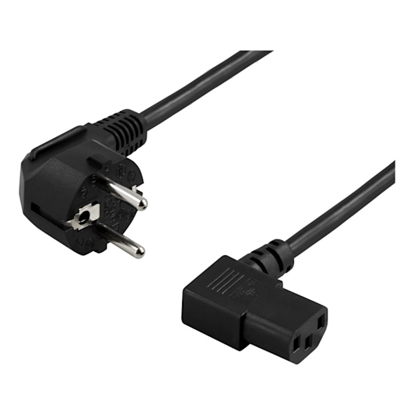 DELTACO power cable, angled CEE 7/7 to angled IEC 60320 C13, 10m, blac