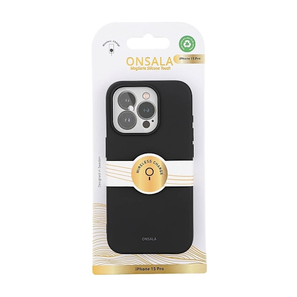 ONSALA Back Sil Touch Recycled MagSerie iPhone 15 Pro Black Svart