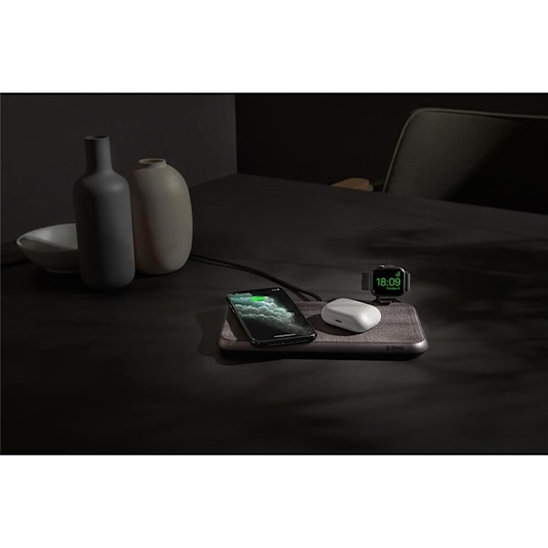 Zens Dual Bordlader Qi Liberty 16 spoler 2x15W Stofoverflade (Apple & Samsung QC)