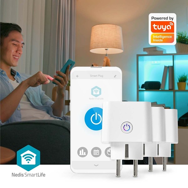 Nedis SmartLife Smart Plug | Wi-Fi | Effektmåler | 3680 W | Type F (CEE 7/7) | 0 - 55 °C | Androidâ„¢ / IOS | Hvid | 3 stk
