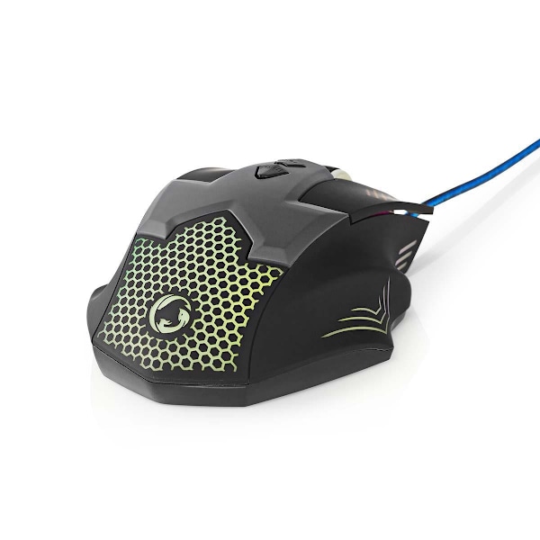 Nedis Gaming Mouse | Kabel | 800 / 1200 / 1600 / 2400 dpi | Justerbar DPI | Antal knapper: 7 | Højrehåndet | 1.50 m | LED