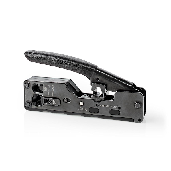 Nedis Crimp Tang | CAT5 / CAT5e / CAT6 / CAT6a / CAT7 / RJ12 / RJ45 | Klipper / Plier | ABS / Stål | Sort