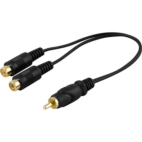 DELTACO Y-adapter 1xRCA han til 2xRCA hun