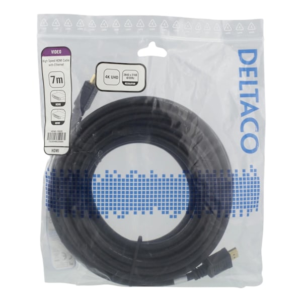 DELTACO High-Speed HDMI kabel, 7m, Ethernet, 4K UHD, sort