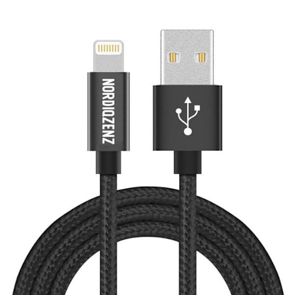 NORDIQZENZ Lightning Tekstilkabel, 2m, Sort