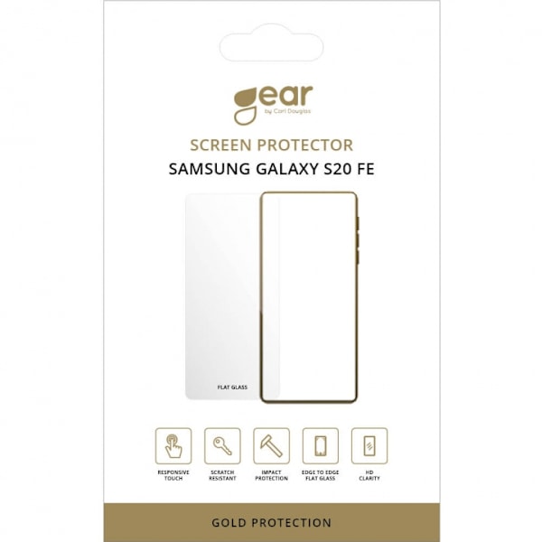 GEAR Glass Prot. Flat Case Friendly 2.5D GOLD Samsung Galaxy S20FE 5G/S20FE 4G Transparent