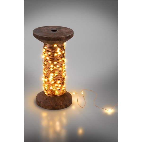Goobay LED-lys "Garnspole", stor med 3 m USB-kabel, 15 m lyskæde med 150 mikro-LED'er i varm hvid (2700 K) og kontakt (tænd/sluk)