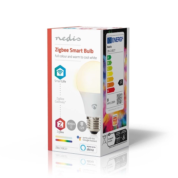 Nedis SmartLife Fuld Farve Pære | Zigbee 3.0 | E27 | 806 lm | 9 W | RGB / Varm til kølig hvid | 2200 - 6500 K | Android™ / IOS | Pære | 1 stk