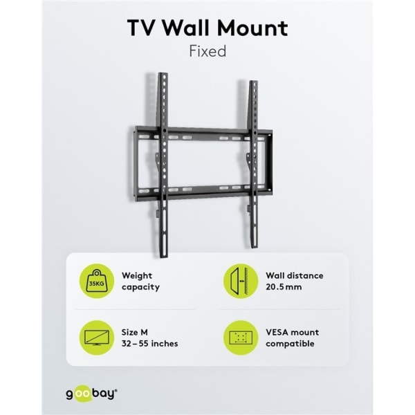 Goobay TV-väggfäste Basic FIXED (M) för TV-apparater från 32 til
