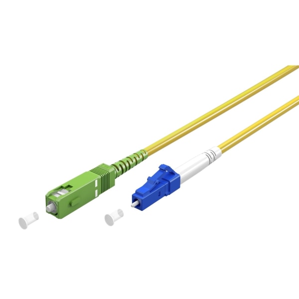 Goobay Lyslederkabel (FTTH), Singlemode (OS2) Yellow, gul (Simplex), 20 m fiberoptisk kabel, stik SC-APC (8°) > LC stik (UPC), halogenfri kabelkappe (