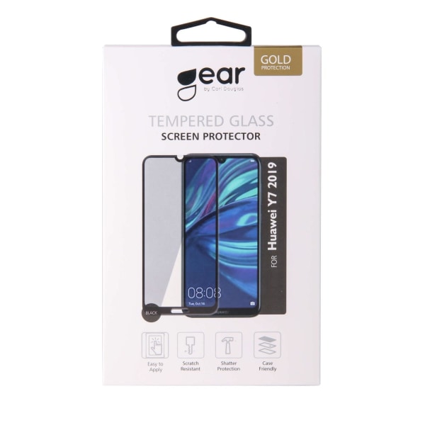 GEAR Hærdet Glas 3D Full Cover Sort Huawei Y7 2019 Transparent