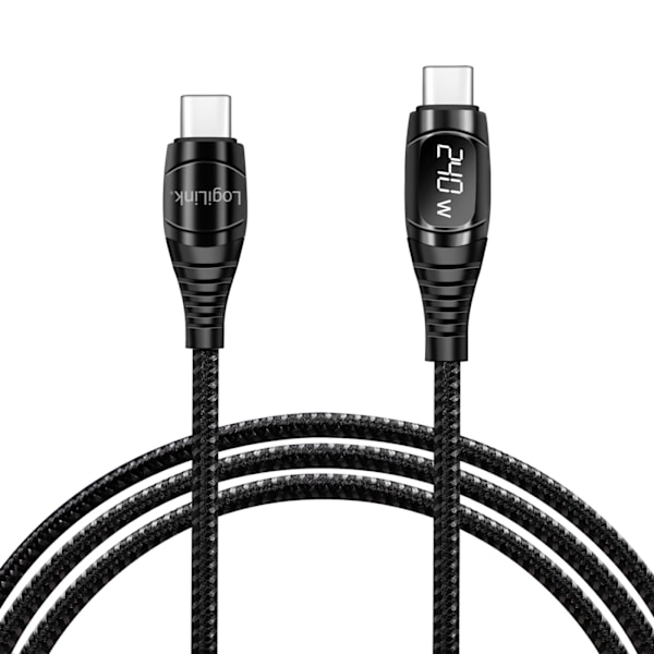 LogiLink USB-C - USB-C-kabel med display 100W 1 m Svart