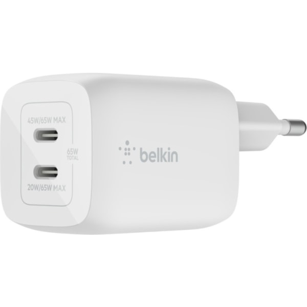 Belkin BoostCharge Pro Dual Port USB-C GaN 65W PD 3.0 laddare