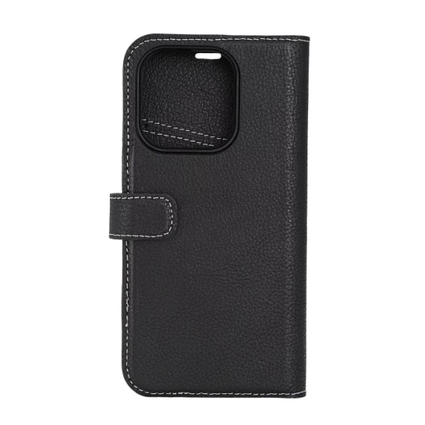 Essentials iPhone 15 Pro leather Mag wallet,detachable, magnetic, black Svart