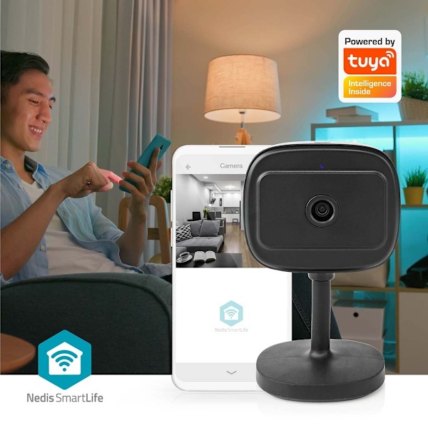 Nedis SmartLife Inomhus Kamera | Wi-Fi | Full HD 1080p | microSD (ingår inte) / Molnlagring (tillval) / Onvif | Med rörelsesensor | Nattsikt | Svart