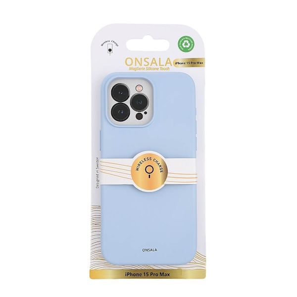 ONSALA Back Sil Touch Recycled MagSerie iPhone 15 Pro Max Light Blue Blå