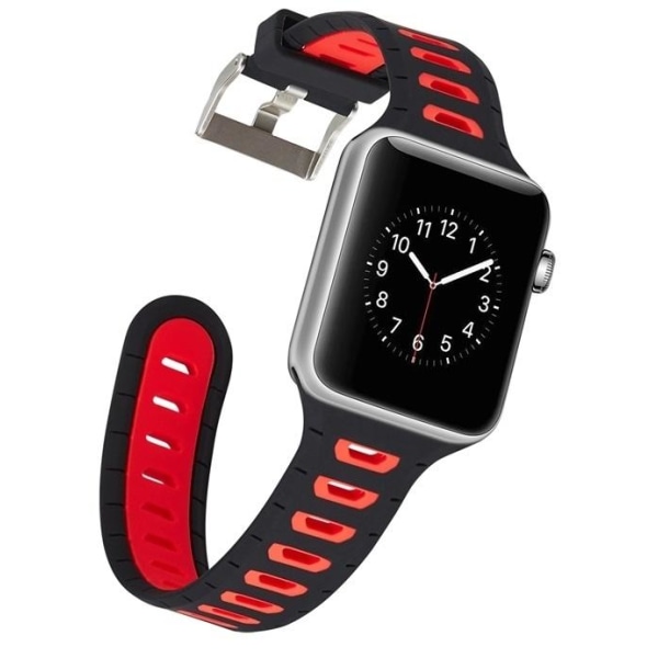 Silikon Klockarmband kompatibelt med Apple Watch, 38mm, Svart, Röd