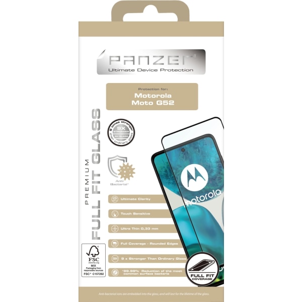 Panzer Motorola G52 Full-Fit Sort Transparent,Svart