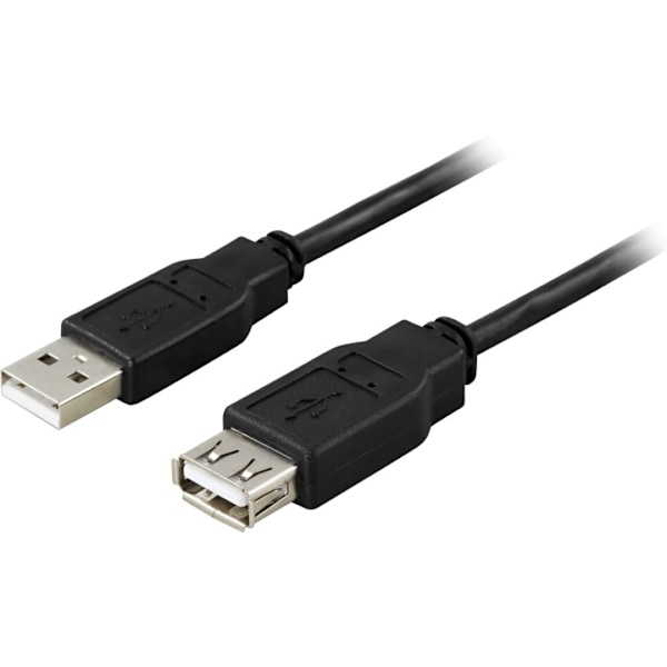 DELTACO USB 2.0 -kaapeli Tyyppi A uros - Tyyppi A naaras 2 m, musta (USB2-12S)