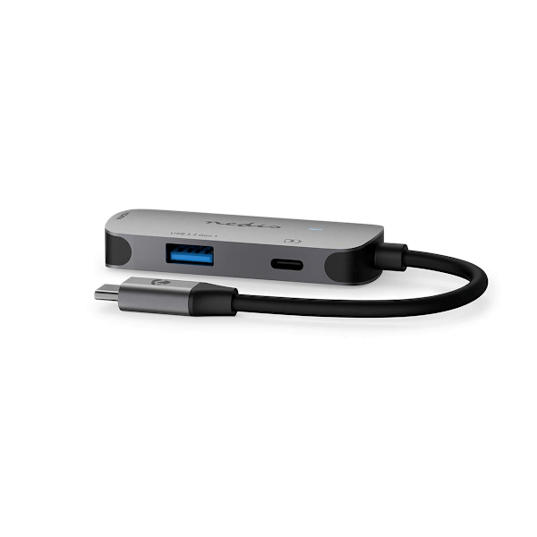 Nedis USB N Moniporttisovitin | 3-in-1 | USB 3.2 Gen 1 | USB-C™ Uros | HDMI™ Ulostulo / USB-A Naaras / USB-C™ Naaras | 5 Gbps | 0.10 m | Pyöreä | Nikl