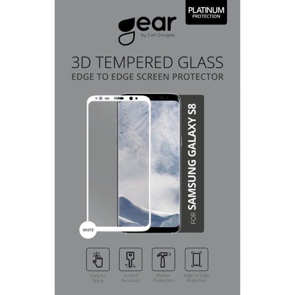 GEAR Härdat Glas 3D Full Cover Vit Samsung S8 Transparent