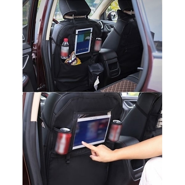 Potkunsuojus säilytyslokerolla, ripustuskoukku autoon, musta