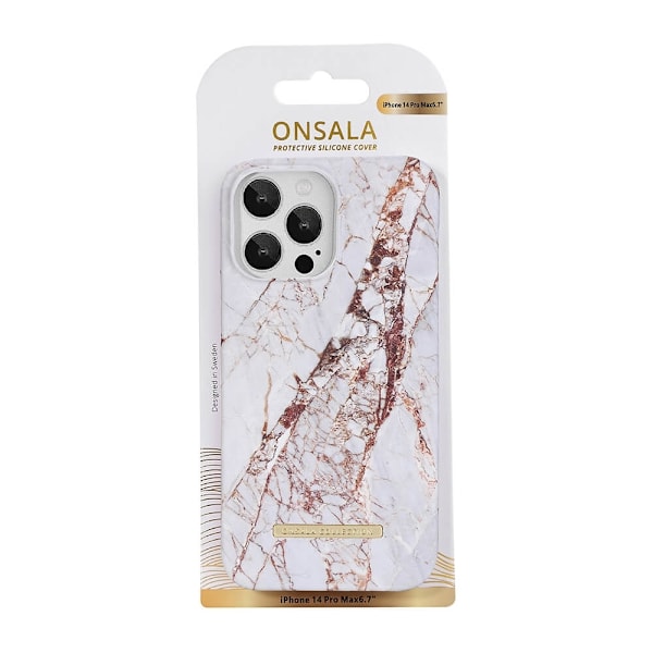 Onsala Mobilskal White Rhino Marble - iPhone 14 Pro Max Vit