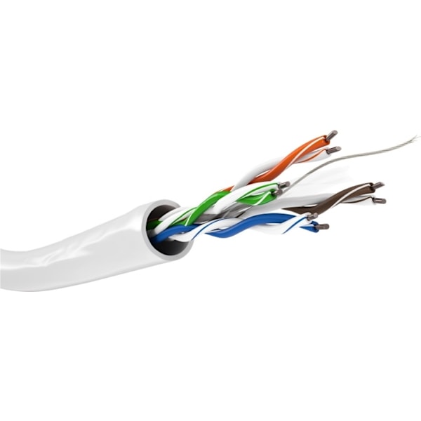 Goobay CAT 6 netværkskabel, U/UTP, hvid CCA kobberblanding til SOHO applikationer, AWG 23/1 (solid), PVC, 305 m