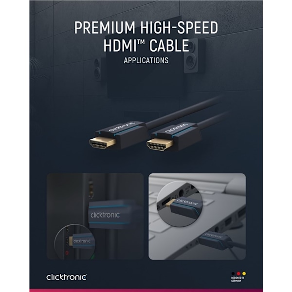 ClickTronic Premium Höghastighets HDMI™-kabel med Ethernet Premiumkabel | 1x HDMI™-kontakt  1x HDMI™-kontakt | 2,0 m | UHD 4K @ 60 Hz