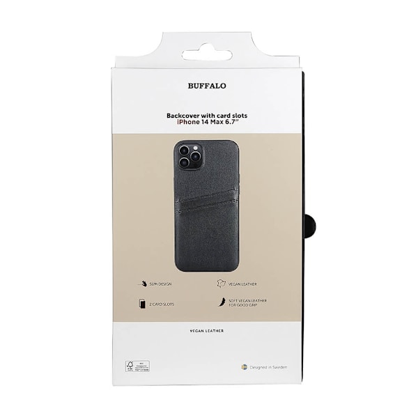 Buffalo Backcover 2 card iPhone 14 Plus 6,7" Black Svart