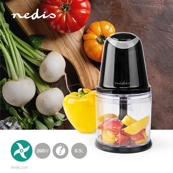 Nedis Mathackare | 260 W | 0.5 l | Plast | 2 hastighetsinställning | Svart