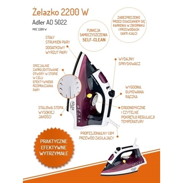Adler AD 5022 Silitysrauta 2200 W