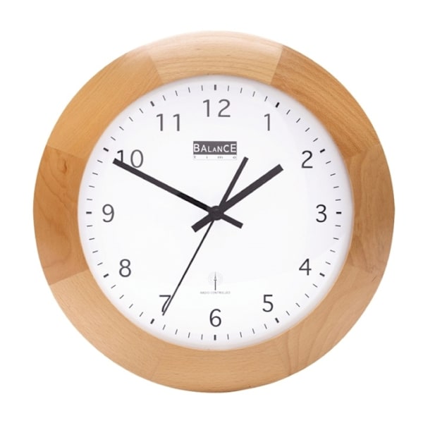 Balance Radiokontrollerad Väggklocka 32 cm Analog Brun/Vit