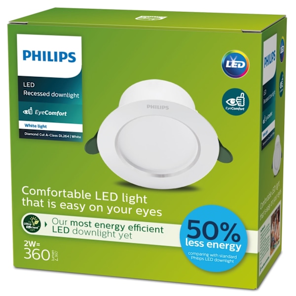 Philips LED Infälld spot Diamond Cut Ø95mm 2W 360lm 3000K Energiklass A