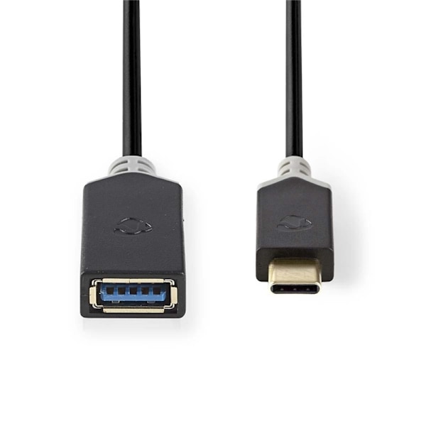 Nedis USB-C™ Adapter | USB 3.2 Gen 1 | USB-C™ Han | USB-A Hun | 5 Gbps | 0.15 m | Runde | Nikkelplateret | PVC | Antracit | Box