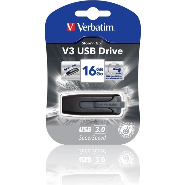 Verbatim USB 3.0 minne, Store'N'Go V3, 16GB, grå (49172)
