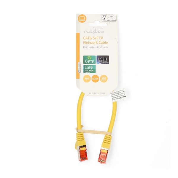 Nedis CAT6 Nätverkskabel | RJ45 hane | RJ45 hane | S/FTP | 0.25 m | Rund | LSZH | Gul | Label