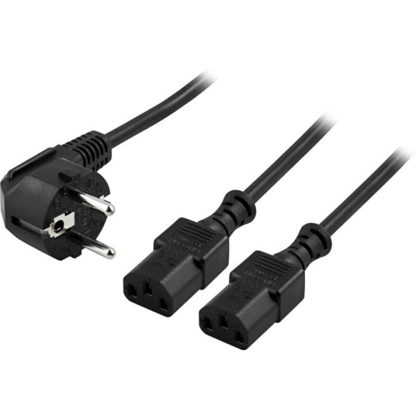 DELTACO apparat-Y-kabel för vägg, skärm PC, CEE 7/7 - 2xIEC C13,