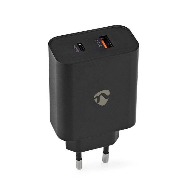 Nedis Väggladdare | 65 W | Snabbladdnings funktion | 2.0 / 2.25 A / 3.25 A A | Antal utgångar: 2 | USB-A / USB-C™ | Automatiskt val av Spänning | Svar