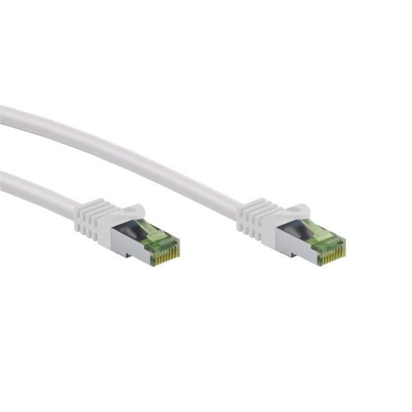 Goobay RJ45 netværkskabel med CAT 8.1 S/FTP råkabel, AWG 26, hvid kobberleder, LSZH halogenfri kabelkappe, RJ45-stik (CAT 6A), 7.5 m