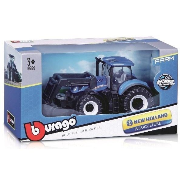 Tractor w/front loader N.H. T7.615 10cm blue
