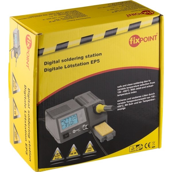 Fixpoint Digital lödstation EP5, 48 W digital lödkolvsats med stor, belyst LCD-display (60 x 30 mm)
