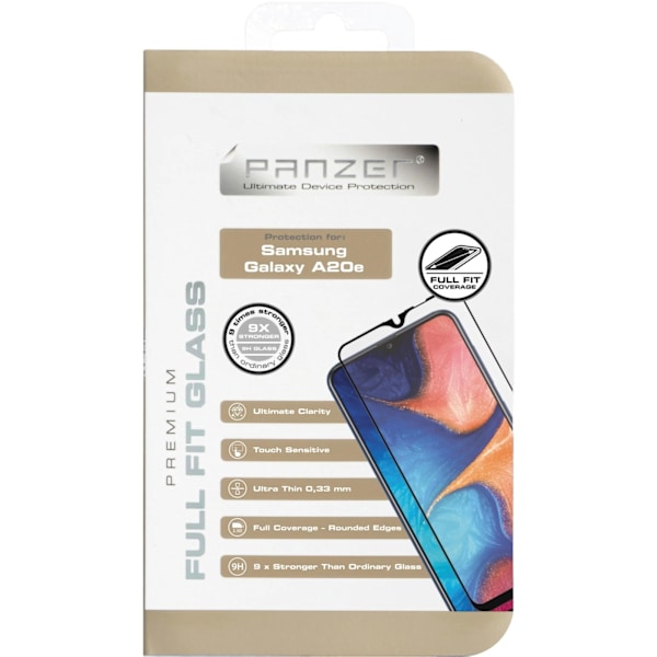 panzer Samsung Galaxy A20e, Full-Fit Glass, Musta Transparent,Svart