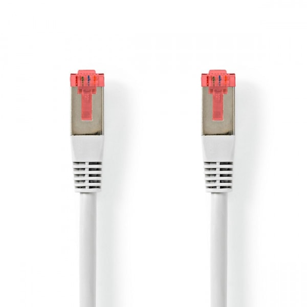 Cat 6 kabel RJ45 han, S/FTP, PVC, Hvid, 1 m